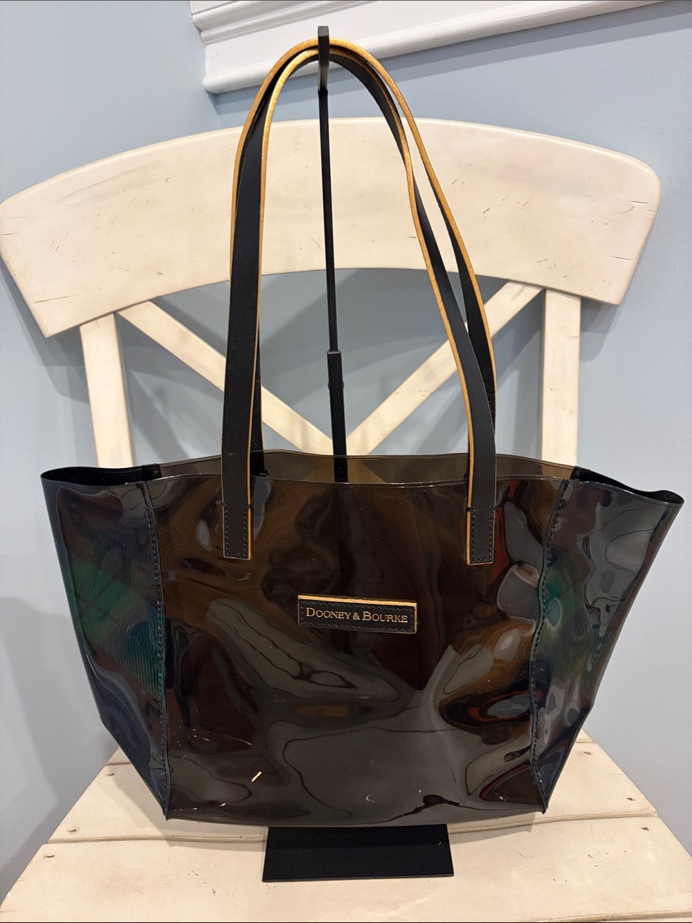 Dooney & Bourke Black Patent Tote Bag Clear